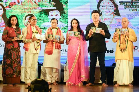 'Jhoola Jhule Radha Rani' and 'Hari Hari Bol' launched at ISKCON Juhu, 5 September 2023, with Smt. Hema Malini Ji and Anu Malik