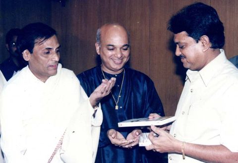 Album release at the Chief Minister's office, Mumbai, with Shri Vilasrao Deshmukh Ji and Pt. Satish Vyas