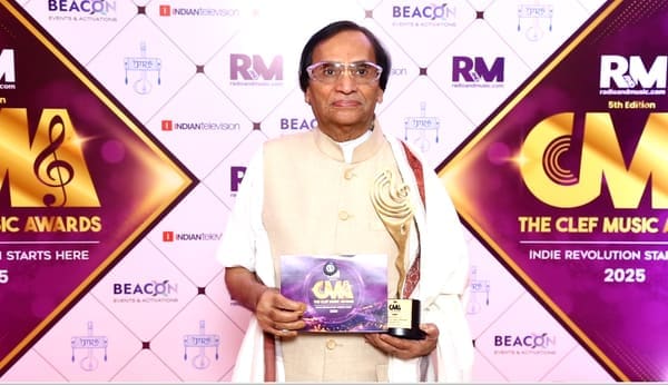 With a Clef Music Awards trophy, 5th Clef Music Awards by Radioandmusic.com, Mumbai, 19 September 2025.